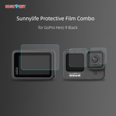 Sunnylife Protective Film Set Tempered Glass Lens Film Front Rear Screen Protector for GoPro Hero 9/10/11/12 Black