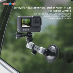Sunnylife Aluminum Alloy Car Sucker Mount Suction Cup Bracket Phone Holder for GoPro 10/ Pocket 2/ Insta360 One X2/Osmo Action