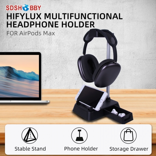 Hifylux Multifunctional Headphone Holder Stand Smartphone Holder Storage Drawer for AirPods Max