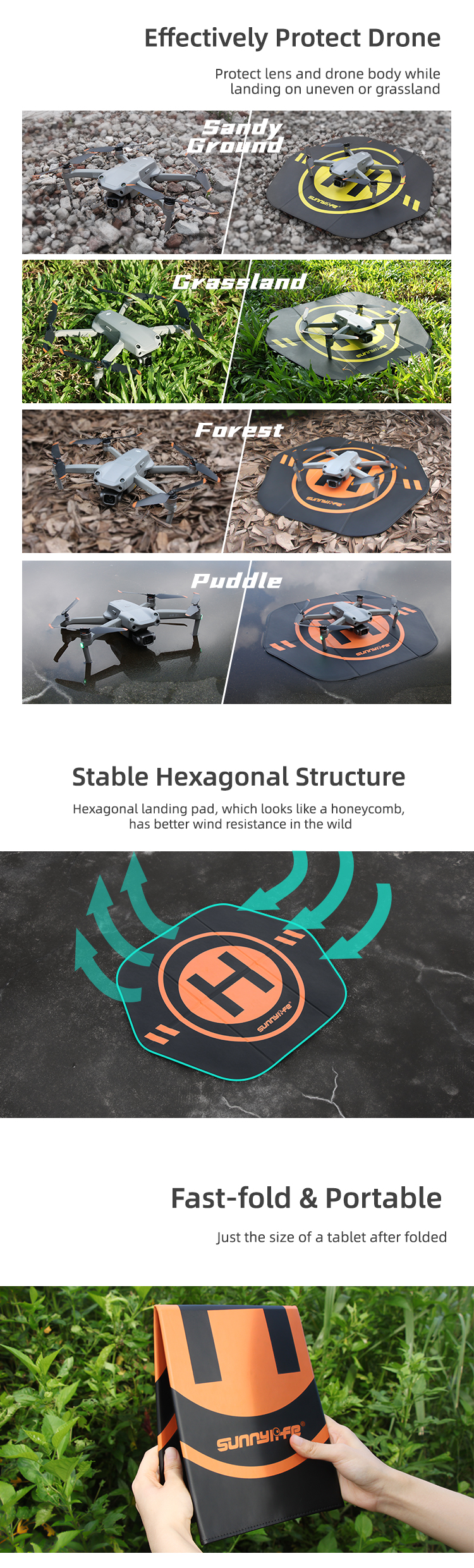 Drone Landing Pad Fast-Fold Double-Sided PU Leather For DJI Air 3