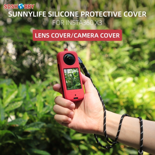 Sunnylife Silicone Protective Case Lens Protector Scratch-proof Camera Cover Lanyard Accessories for Insta360 X3
