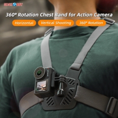 Sunnylife 360 Degree Rotation Chest Band Mount Strap Wearing Belt POV Action Cam Mount for Insta360 GO 3 /Pocket 3/ Action 4