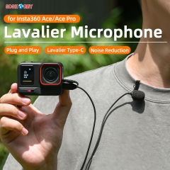 Lavalier Microphone Clip-on Lav Mini Mic Video Recording Interviews Living Performance Accessories for Insta360 Ace/Ace Pro
