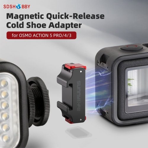 Sunnylife Magnetic Quick-Release Cold Shoe Adapter Action Camera Fill Light Microphone Adapter for OSMO ACTION 5 PRO/4/3