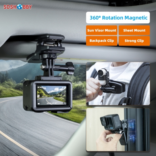 Sunnylife Car Sun Visor Mount Action Camera Magnetic Holder Cell Phone Vlog Mount 360° Rotating for Action 5 Pro/ 360 X4/ GoPro 13