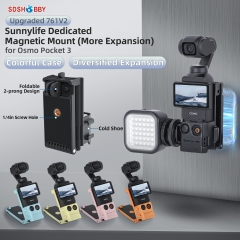 Sunnylife Magnetic Mount 1/4in Adapter Cold Shoe Tabletop Base Bracket Angles Adjustable Multi Expansion for Osmo Pocket 3