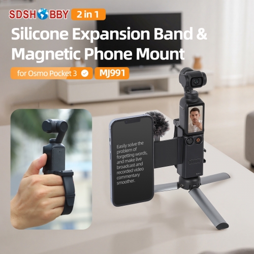 Sunnylife Hand Band Magnetic Expansion Adapter Phone Teleprompter Holder Mount Extension Handle for Osmo Pocket 3