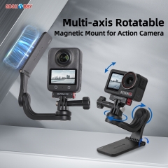Sunnylife Multi-axis Rotatable Magnetic Mount Action Camera Holder Cell Phone Vlog Mount 360° Rotating for OSMO 360/ Action 5 Pro/ 360 X5/ Pocket 3