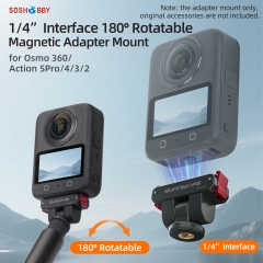 Sunnylife Magnetic Quick Release Adapter Mount 1/4” Interface 180 Degree Tilt Selfie Stick Adapter Stand for OSMO 360/ ACTION 5 PRO/4/3/2