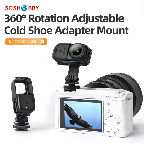 Sunnylife 360° Rotation Adjustable Cold Shoe Vertical-Horizontal Adapter Mount Protective Frame Mounting Brackets Housing Case for OSMO NANO