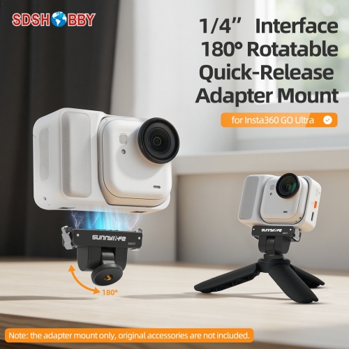 Sunnylife Magnetic Quick Release Adapter Mount 1/4” Interface 180° Tilt Adjustable Selfie Stick Adapter Stand for Insta360 GO Ultra