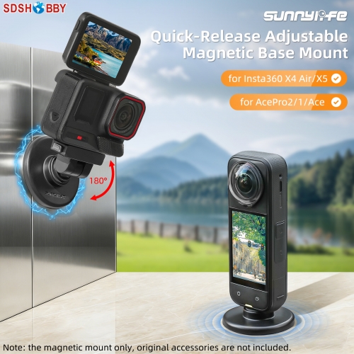 Sunnylife Quick-Release Magnetic Base Mount 1/4” 180° Tilt Adjustable Tabletop Base Bracket for Insta360 X4 Air/X5/Ace Pro 2/1/Ace