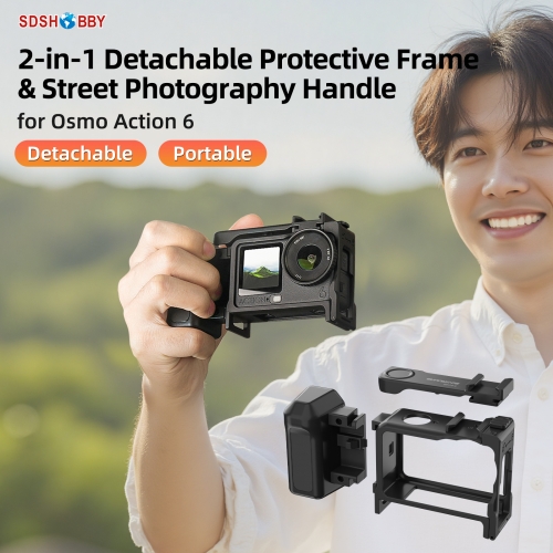 Sunnylife 2-in-1 Detachable Protective Frame & Street Photography Handle Ergonomic Hand Grip Quick Release Shutter Handle for Osmo Action 6