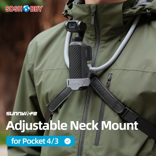 Sunnylife Adjustable POV Neck Mount Hand Free Video Vlog Neck Selfie Holder with Body Strap for Pocket 4/3