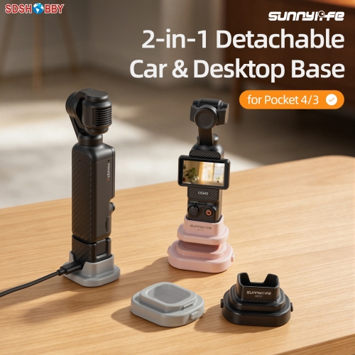 Sunnylife 2-in-1 Detachable Car & Desktop Base Stand Base Desktop Stabilizer Supporting Holder Accessories for Pocket 4/3