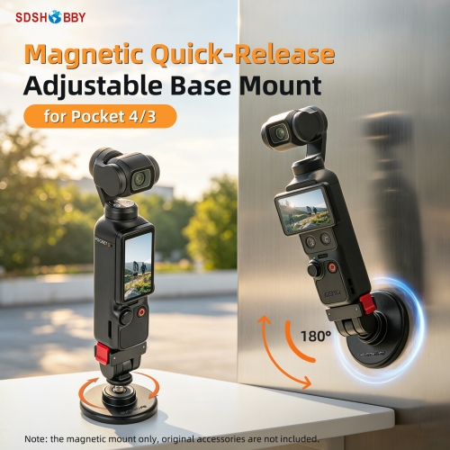 Sunnylife Quick-Release Magnetic Base Mount 1/4” 180° Tilt Adjustable Tabletop Base Bracket for OSMO POCKET 4/3