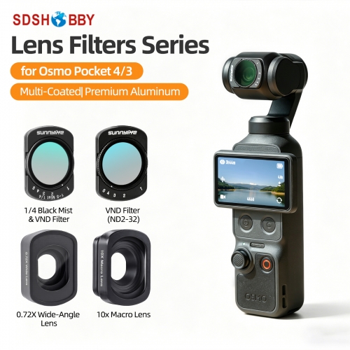 Sunnylife Magnetic Metal Lens Filters 1/4 Black Mist/VND2-32 Filters Wide-Angle Macro Filters Accessories for OSMO POCKET 4/3