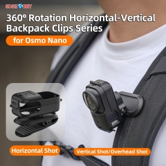Sunnylife Backpack Clip Action Camera Clamp 360° Rotation Vertical-Horizontal Mount 90° Tilt Backpack Clip Accessories for Osmo Nano