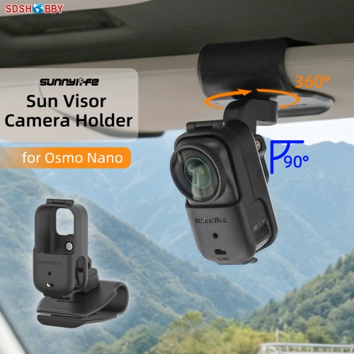 Sunnylife Car Sun Visor Mount Action Camera Holder 360°Rotating 90° Tilt Sun Visor Holder for Osmo Nano