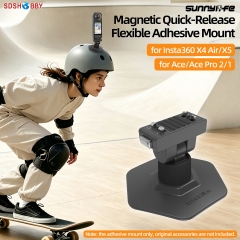 Sunnylife Magnetic Flexible Adhesive Helmet Mount Base Quick-Release Action Camera Holder for Insta360 X4 Air/X5/Ace/Ace Pro 2/1