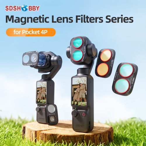 Sunnylife Magnetic Lens Filters Macro Lens Wide-Angle Lens Adjustable VND 1/4 Black MIST&ND16&CPL Filters for Osmo Pocket 4P