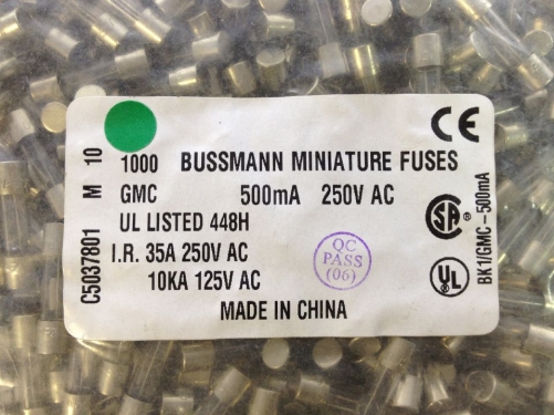 BK1/GMC-500MA Bussmann insurance 500MA250V GMC 500MA FUSES 5X20