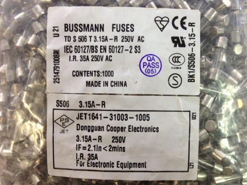 BK1/S506-3.15-R 3.15A250V insurance TDS506T FUSES Bussmann 5X20