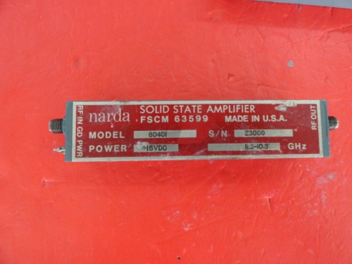 Supply NARDA amplifier 60401 Vin:15V SMA 8.3-10.3GHz
