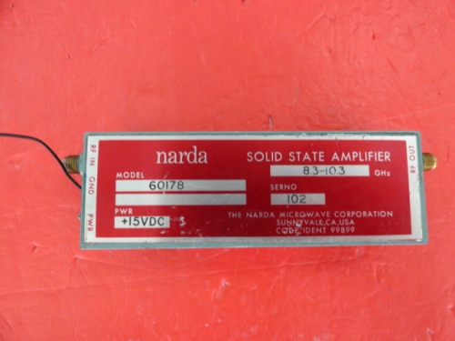 Supply NARDA amplifier 60178 NF:10dB, 8.3-10.3GHz, Vin:15V, SMA
