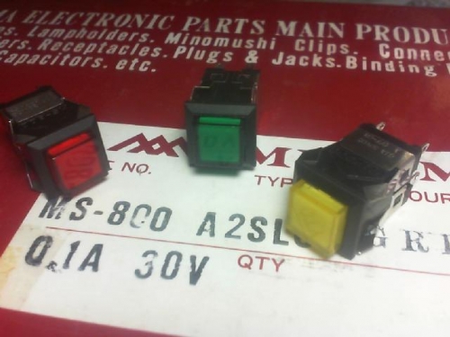 Japan three.MS-800  button switch with lamp. "[red. Yellow. Green white with 6. / / lock..