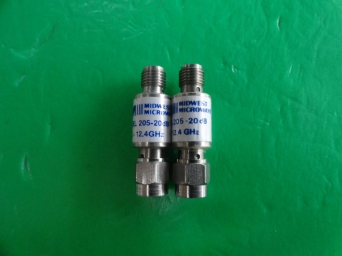 205-20dB DC-12.4GHz MIDWEST coaxial fixed attenuator P:2W SMA Att:20dB