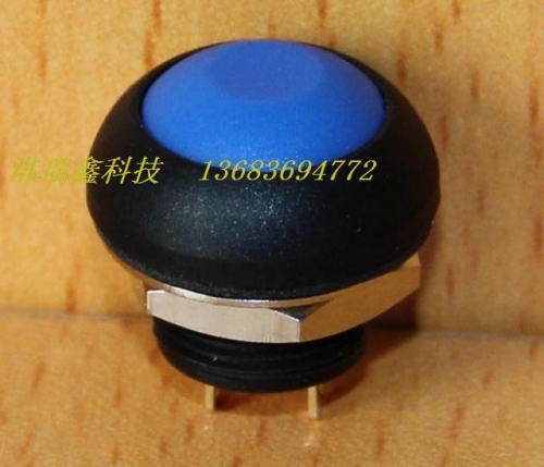 M12 waterproof switch reset button Taiwan PAS6 plastic round no lock blue normally open button switch