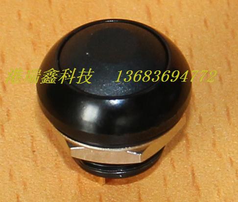 M12 waterproof switch reset button PAS6 black metal edge of Taiwan black metal edge round lock black button