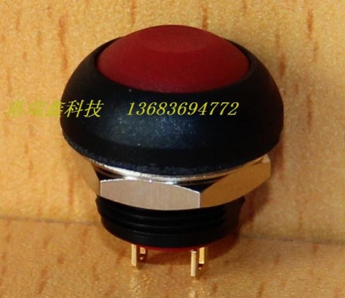 M12 waterproof switch reset button Taiwan PAS6 plastic round no lock red normally open button switch