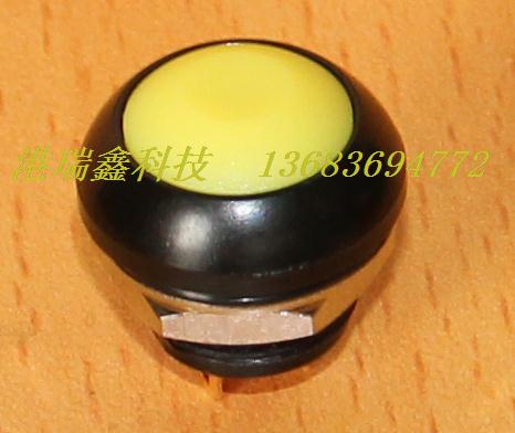 M12 waterproof switch reset button in Taiwan PAS6 black metal edge round no lock yellow button