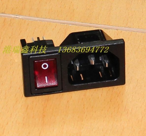 Winfoong AC AC power socket black glyph combination combo socket with red switch RF-2001