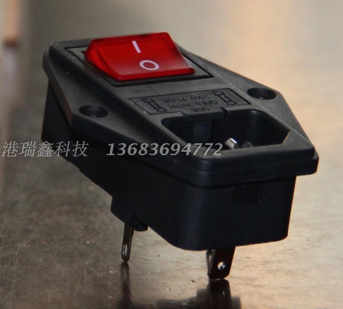 G808 AC AC power supply socket panel mounting three in one socket with double insurance with red light switch