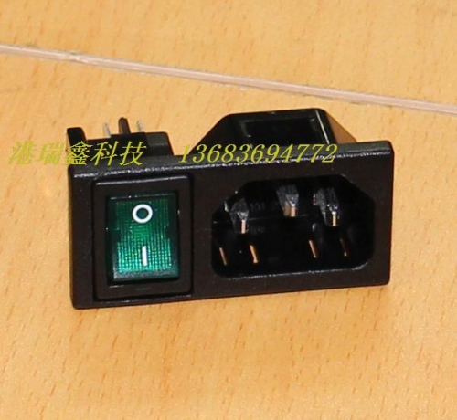 Winfoong AC AC power socket glyph card combination combo socket with green switch RF-2001