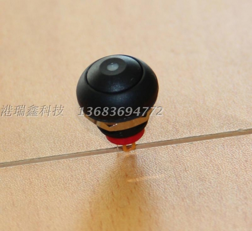 M12 waterproof switch reset button Taiwan PAS6 black with red light round no lock key switch