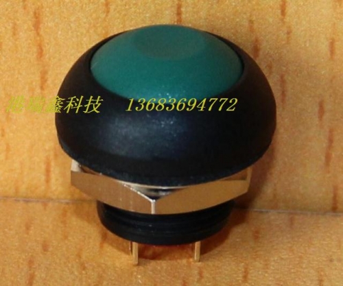 M12 waterproof switch reset button Taiwan PAS6 plastic round no lock green normally open button switch