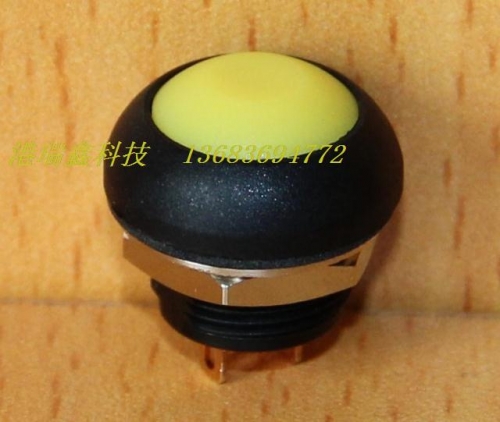 M12 waterproof switch reset button Taiwan PAS6 plastic round no lock yellow normally open button switch