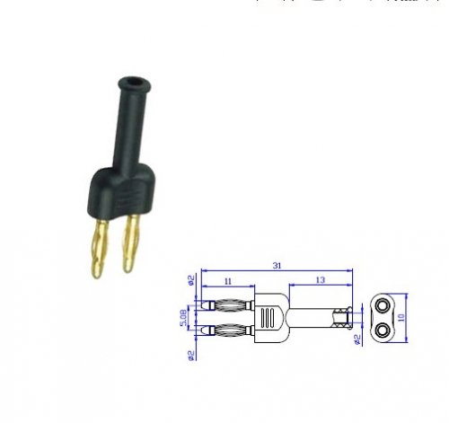 AD2122 gold-plated short insert 2mm male *2 turn 2mm mother *1 5.08mm spacing