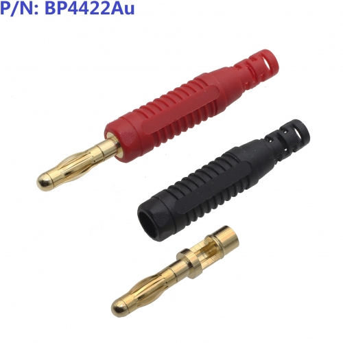 BP4422Au high quality gold plated 4mm assembled welded banana head Inline 4mm Banana Plug