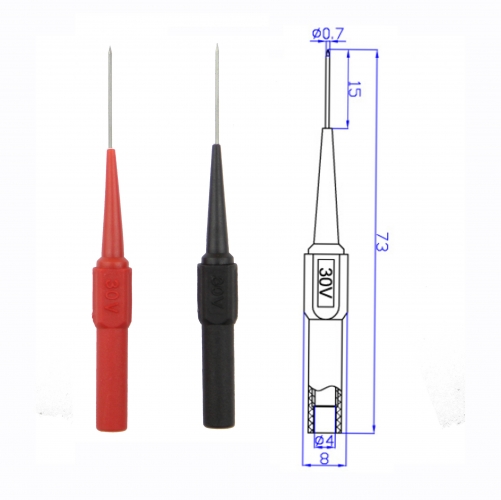 TP4161 instrument test probe at one end of the 4mm banana outlet with 0.7 fine probe at the other end