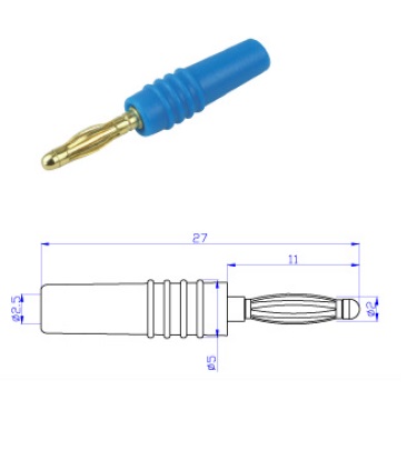 BP2201 Mini 2mm Copper Plating Gold 2mm in line Gold Plated Banana Plug Plug