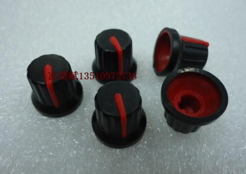 15mm double color plastic knob black red standard volume potentiometer 6MM half shaft hole limit berserk
