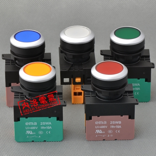 EMA button with lights, 22mm self reset, E2P1*.M, LED, DC6/12/24V, 1NO or 1NC