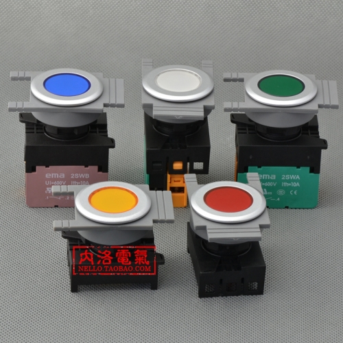 EMA button with lights, 30mm, self-locking, E3P1*.A, LED, DC6/12/24V, 1NO or 1NC