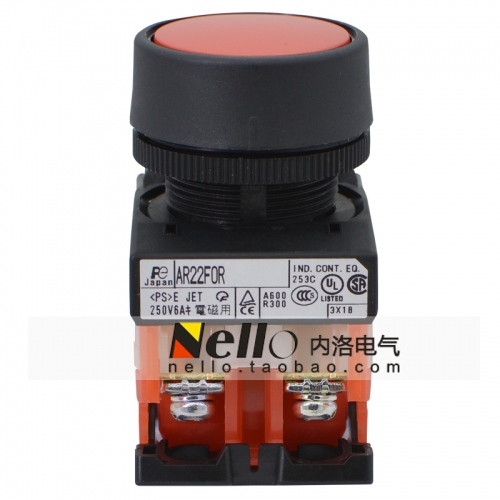 Fuji FUJI button switch, AR22F0R-01R, AR22FOR, 22mm self reset, 1 normally closed