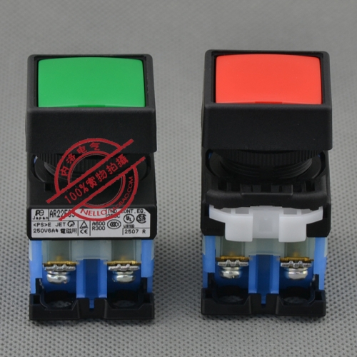 Original Fuji square button switch, 22mm AR22F5S self-locking, 1 normally open instantaneous button